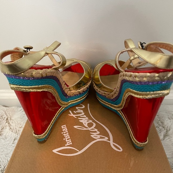 Christian  louboutin tortolita gold wedges 140mm - Picture 5 of 10